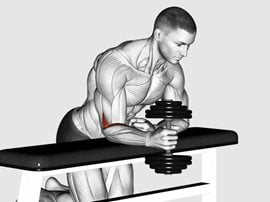 Uginanie nadgarstka z ciężarem chwytem neutralnym w klęku