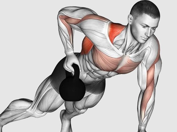 Wiosłowanie renegata kettlebell - Kettlebell Alternating Renegade Row