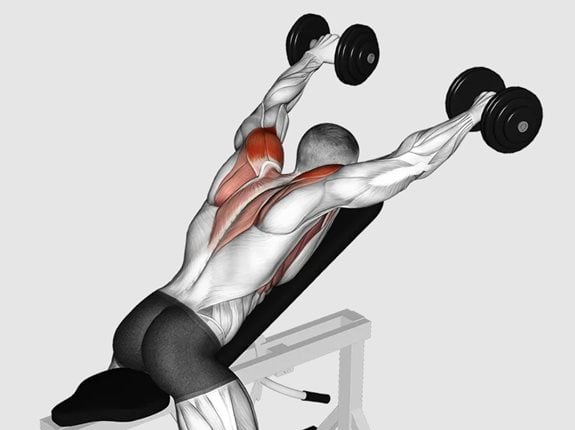 Wznosy typu Y leżąc na ławce skośnej - Dumbbell Incline Y-Raise