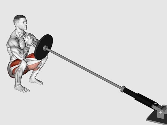 Przysiad z półsztangą - Landmine Front Squat