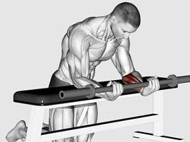 Uginanie nadgarstków ze sztangą trzymaną podchwytem na ławce - Barbell Palms Up Wrist Curl Over A Bench