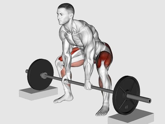 Martwy ciąg sumo z podwyższenia - Barbell Sumo Deadlift from Blocks 
