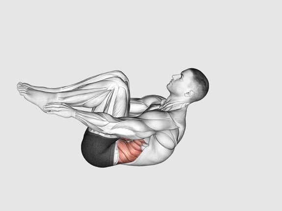 Spięcia brzucha w leżeniu (nogi ugięte) z dotknięciem stóp - 90 Degree Heel Touch