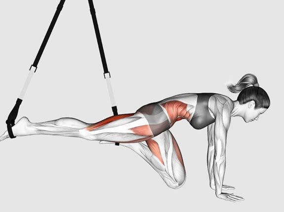 Naprzemienne wyrzuty nóg w zawisie na TRX - Suspender Mountain Climber