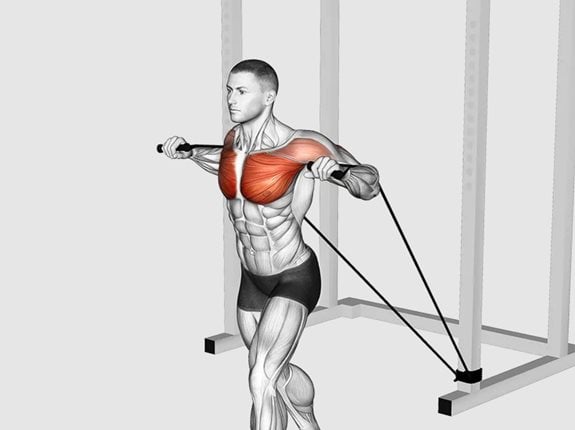 Wyciskanie z gumami oporowymi stojąc - Band Standing Chest Press