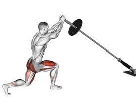 Zakrok z półsztangą trzymaną nad głową - Landmine Overhead Rear Lunge