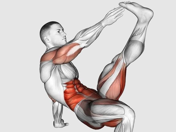 Skręt tułowia z pozycji kraba - Crab Twist Toe Touch