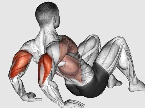 Uginanie przedramion w podporze tyłem (dipsy na podłodze) - Triceps Dips Floor