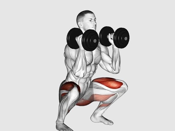 Przysiad przedni z hantlami - Dumbbell Front Squat